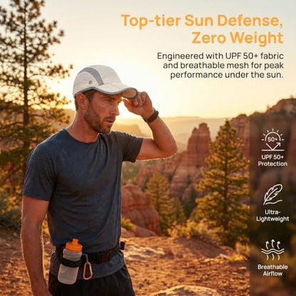 Solaris UPF 50+ Running Cap Mesh Baseball Hat Foldable Unisex - color: Beige, size: Standard