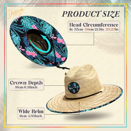 Cuffbow 2 Pack Straw Sun Hats for Women Men - style: Monstera Floral