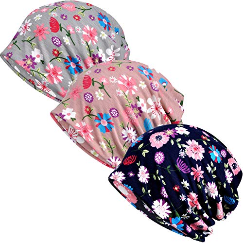 Ababalaya Womens Cotton Summer Beanie Chemo Headwear Sleep Cap - color: C-1414pack