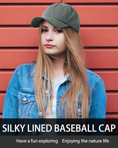 Lvaiz Womens Satin Lined Baseball Cap Washed Cotton Adjustable Dad Hat - color: Grey