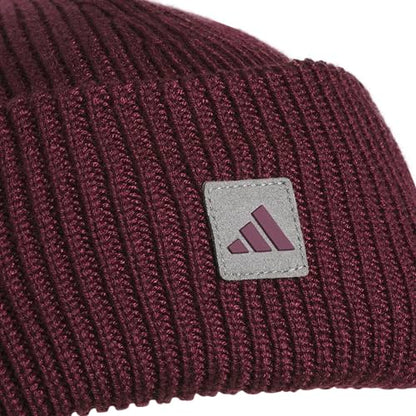 adidas Men's Premium Cuff Fold Beanie - color: Maroon/Grey Four