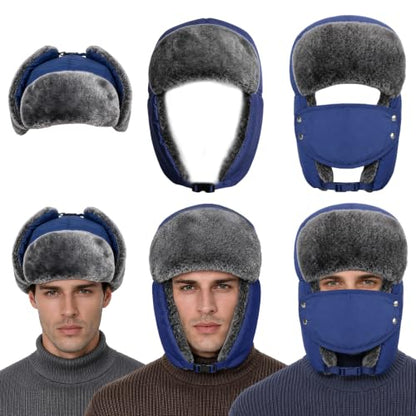 mysuntown Warm Winter Hats for Women Men with Ear Flaps for Cold Weather - color: Blue
