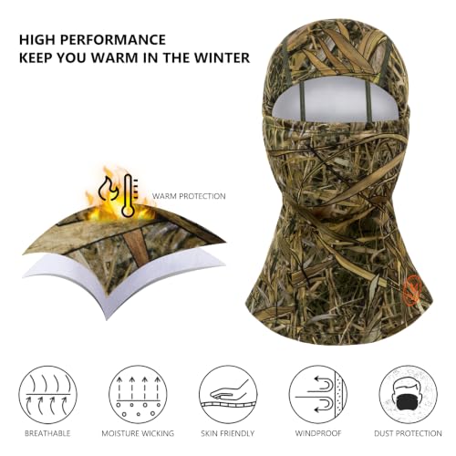 BASSDASH Winter Balaclava Fleece Ski Mask Ninja Hood Neck Warmer Fishing Hunting - color: Marshreed