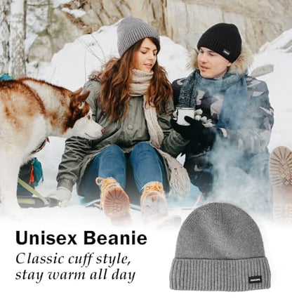 Wmcaps Fleece Lined Beanie Warm Winter Knit Hat for Men Women Cold Weather - color: Grey