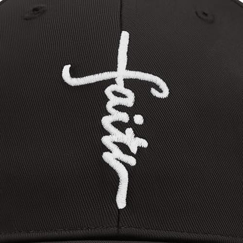 Christian Faith Cross Hats, Embroidered Baseball Caps for Men & Women - color: Black/White