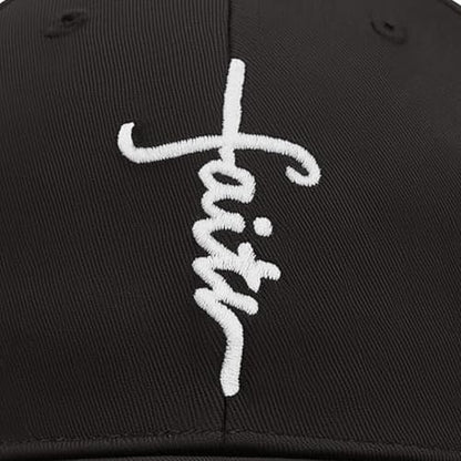 Christian Faith Cross Hats, Embroidered Baseball Caps for Men & Women - color: Black/White