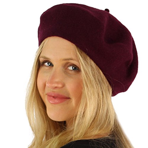 Classic Winter 100% Wool Warm French Art Basque Beret Tam Beanie Hat Cap - color: Purple