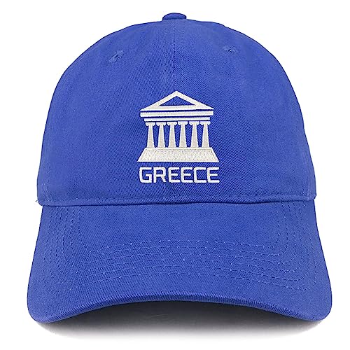Trendy Apparel Shop Greece Embroidered Soft Crown 100% Brushed Cotton Cap - color: Royal