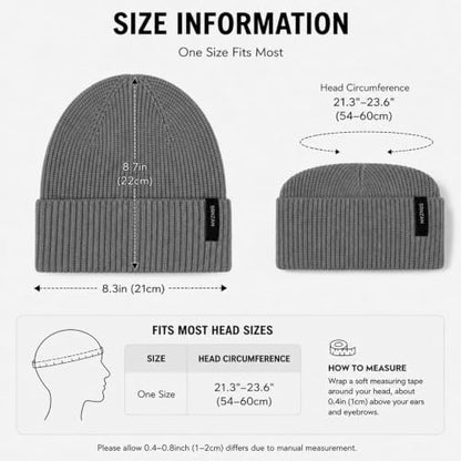 Beanie for Men Women Winter Ribbed Knit Hat Warm Cuffed Skull Cap - color: Lightgrey