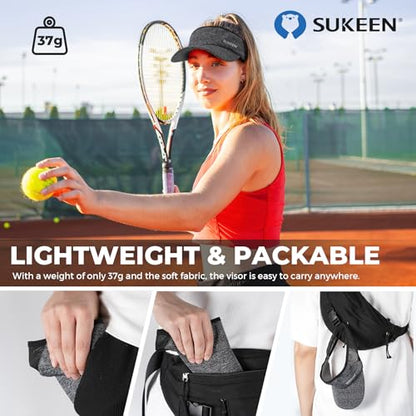 Sukeen Lightweight Sports Sun Visor Hat for Men Women - color: Black/Grey