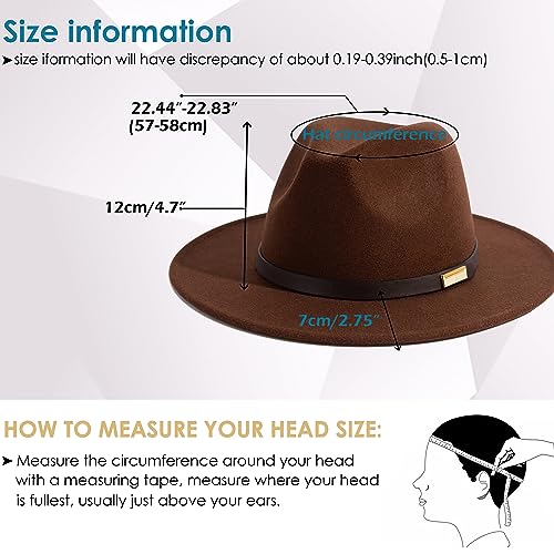 Fedora Hats for Men Wide Brim Panama Hat with Classic Belt - color: Coffee