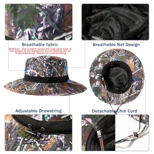TOP-EX Oversized Waterproof Mesh Sun Hat for Big Heads with Wide Brim - color: Camo-2.7"brim, size: Medium-Large