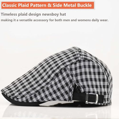 Women's Berets: Black Houndstooth Red Beret Hats for Women Fall Winter Fashion Outfit - color: Advance-plaid-black