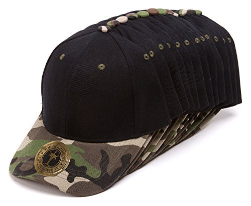 TOP HEADWEAR 12-Pack Adjustable Baseball Hat - color: Black/Camo