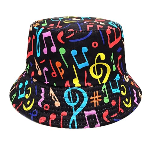 Summer Bucket hat, Love Pattern Sun hat, Packable Fisherman Outdoor Travel Hiking Beach Cap, one Size - color: Musical Notes