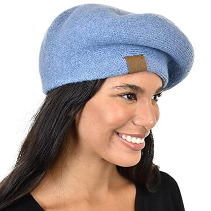 C.C Soft Acrylic Knit French Style Warm Beret Hat - color: Denim
