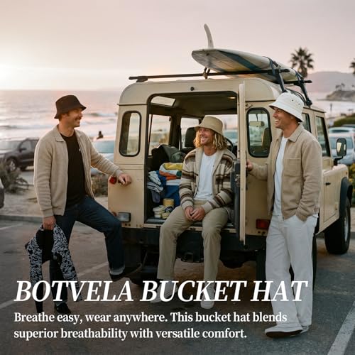 BOTVELA Men Cotton Foldable Flat Top Bucket Sun Hat - color: Grey, size: 7 5/8-7 3/4