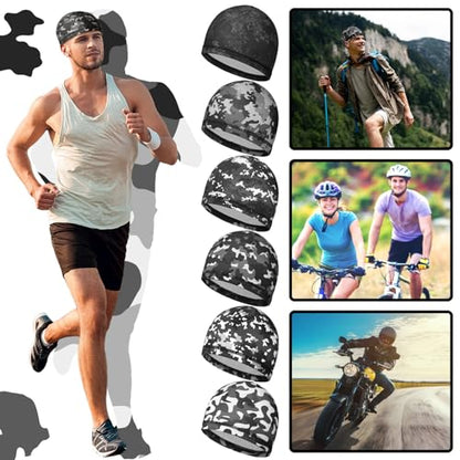 Boao Doo Rags Skull Cap for Men Sweat Wick - color: Black Camo, size: Medium