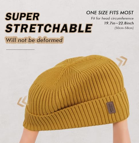 Wmcaps Winter Beanie for Men Women Fleece Lined Hat Warm Cuffed - color: Golden Yellow