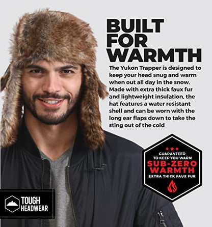 Tough Headwear Russian Trapper Hat – Water-Resistant Ushanka for Men & Women with Chin Strap & Ear Flaps - color: Slate-grey