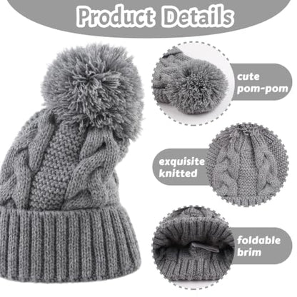 JANGANNSA Winter Knit Baby Hat Twist Warm Beanie for Boy Girl Fall Baby Cap - color: Gray, size: 6-12 Months