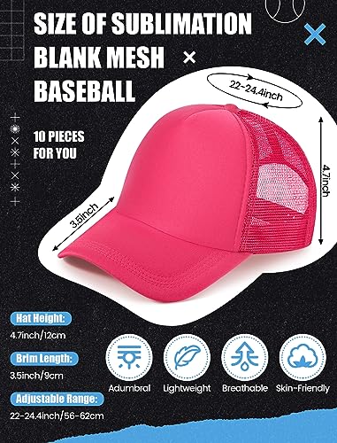 Tarpop 10 Pcs Sublimation Blank Trucker Hats Bulk - color: Bright Colors