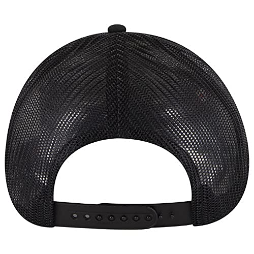 Ashen Fane 6 Panel Blend Twill Structured Low Profile Mesh Back Snapback Trucker Hat - color: Blk/Ch.gry/Blk