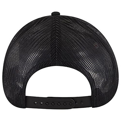 Ashen Fane 6 Panel Blend Twill Structured Low Profile Mesh Back Snapback Trucker Hat - color: Blk/Ch.gry/Blk