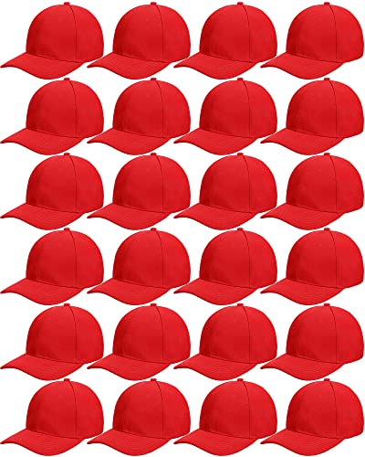 Handepo 24 Baseball Caps Adjustable - color: Red