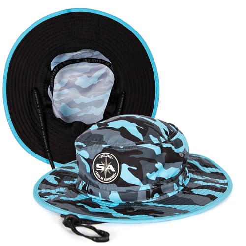 Soul of Adventure Bucket Hat | UV 50+ for Adults | Sun Protection with Adjustable Fit, Moisture-Wicking Fabric - color: Aqua Military Camo