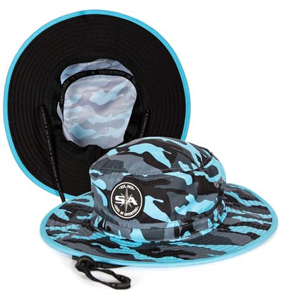 Soul of Adventure Bucket Hat | UV 50+ for Adults | Sun Protection with Adjustable Fit, Moisture-Wicking Fabric - color: Aqua Military Camo