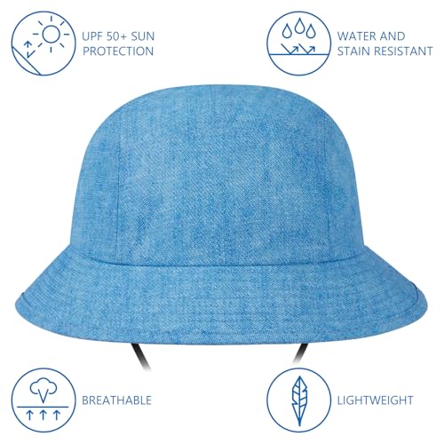 BASSDASH UPF50+ Fishing Bucket Hat for Men Women Lightweight Water Resistant Packable Outdoor Summer Sun Hats FH13 - color: Light Blue Denim Print