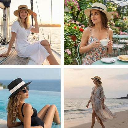 Cuffbow 3 Pcs Women Sun Hat Summer Wide Brim Beach Hat