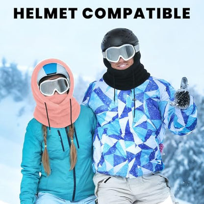 4 Pcs Winter Fleece Balaclava Ski Mask Glove Men Women - color: Black and Pink