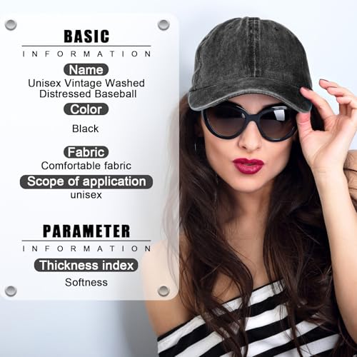 Geyoga 7 Pcs Vintage Baseball Hats - color: Black, size: One Size