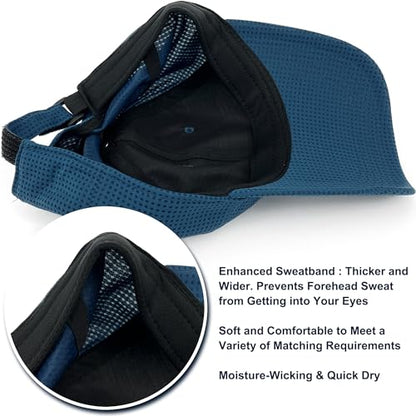 Long Brim Golf/Running Hat Full Mesh Baseball Cap Breathable - color: Navy, size: One Size