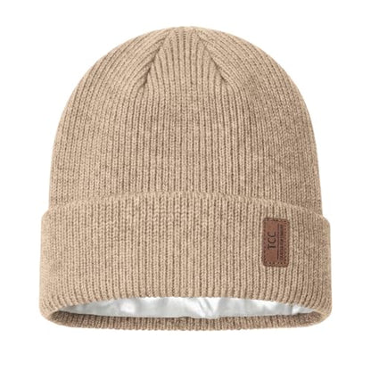 Beanie Fleece Lined Soft for Men Women | Winter Hats Warm Double Layered Stylish Knited Cuffed Plain Beanie Skull Cap | - color: A06- Beige