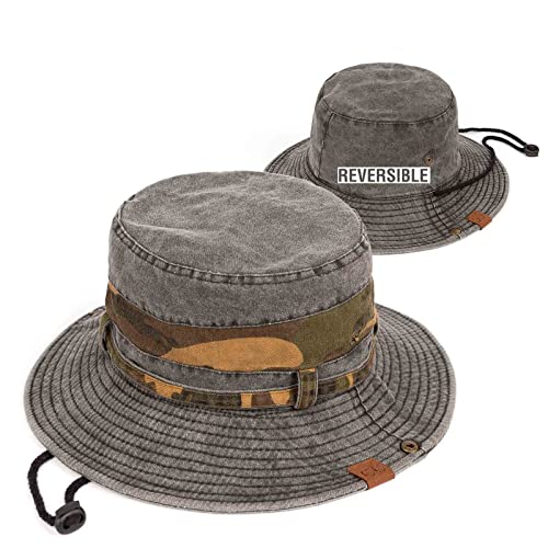 C.C Cotton Bucket Waterproof Reflective Holographic Bucket Hat (BK-773,775,776,777,778,785,925,929,3906,3920,3923,KB-004) - color: Camo Button Up-black