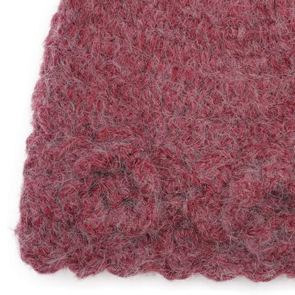 ZLYC Women Winter Crochet Knit Floral Beanie Hat - color: Tassels Raspberry, size: One Size