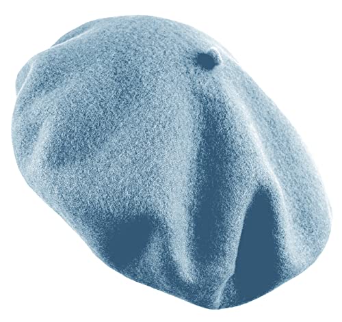 Women's French Beret Hat Solid Color Plain Wool Classic Traditional Artist Cap - color: Baby Blue
