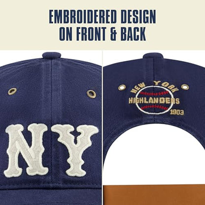 Blue Marlin Dad Hat, Adult Cotton Baseball Cap with Curved Brim, One Size. - color: New York Highlanders