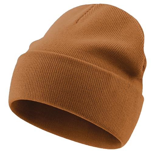 100% Cotton Beanie Lengthen Cuffed Beanies Knit Winter Hats Unisex - color: 1-coffee