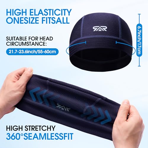 QINGLONGLIN Breathable Mesh Skull Cap Sweat Control HelmetLiner 2-Pack - color: Black + Blue