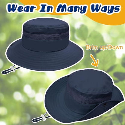 ZOORON Outdoor Kids Sun Hat UPF 50+ Quick Dry Bucket Hat for Boys Girls - color: 2pack-navy/Dark Grey