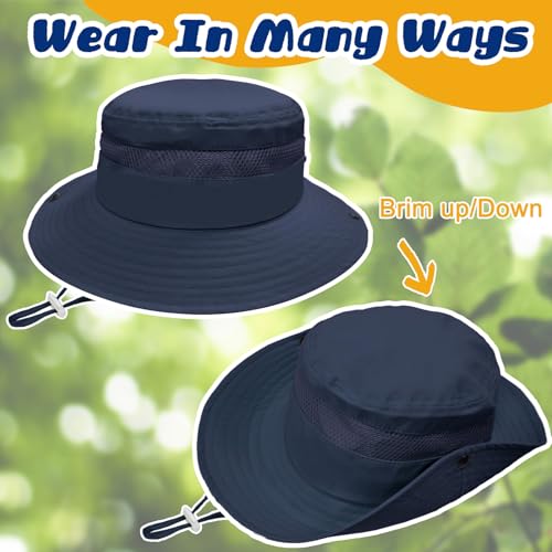 ZOORON Outdoor Kids Sun Hat UPF 50+ Quick Dry Bucket Hat for Boys Girls - color: 2pack-navy/Dark Grey