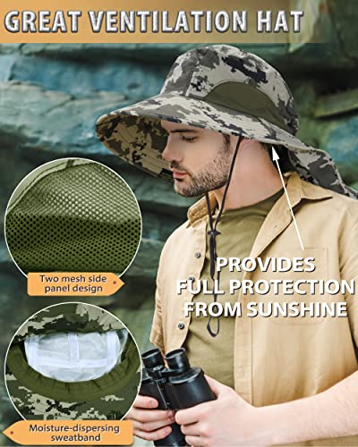 Tirrinia Neck Flap Fishing Safari Cap for Men - color: #Digital Green