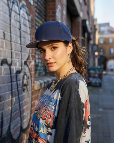 Zylioo XL 2XL Snapback Hat, Large Flat Bill Baseball Cap for Men Women - color: Navy Blue, size: Small-Medium