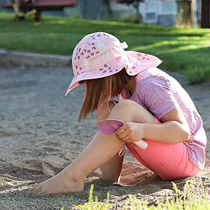 icolor Kids Sun Hat UPF50+ Sun Protection Bucket Hat Toddler Summer Beach Play Hats with Neck Flap for Girl Boy Ages 3~10 - color: Cute Rabbit