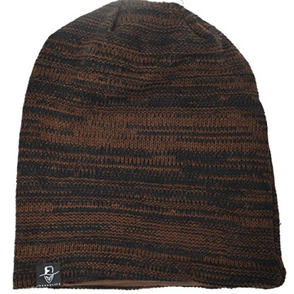 VECRY Mens Slouchy Beanie Knit Skull Cap Long Baggy Hip-hop Winter Summer Hat B305 - color: Stripe-brown, size: Large