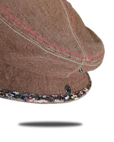 Women Denim Bucket Hat Brim with Floral Foldable Versatile Cap - color: Coffee